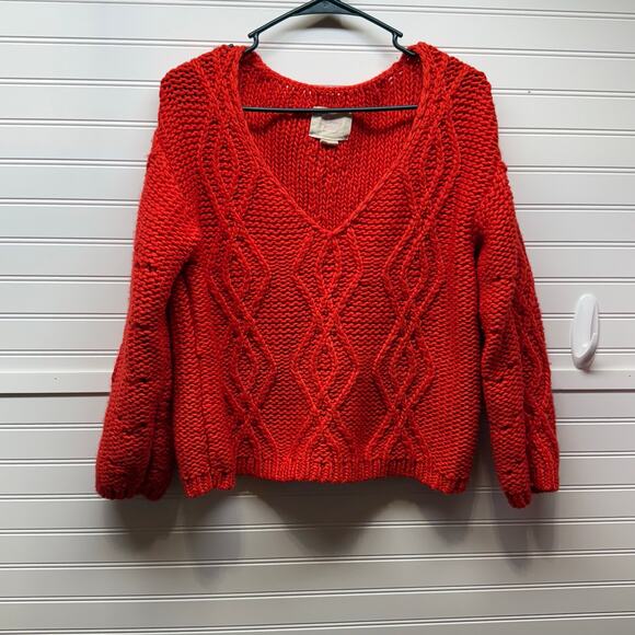 The Good Friends Anthropologie VNeck Long Sleeve Wool Blend Sweater - Picture 1 of 11